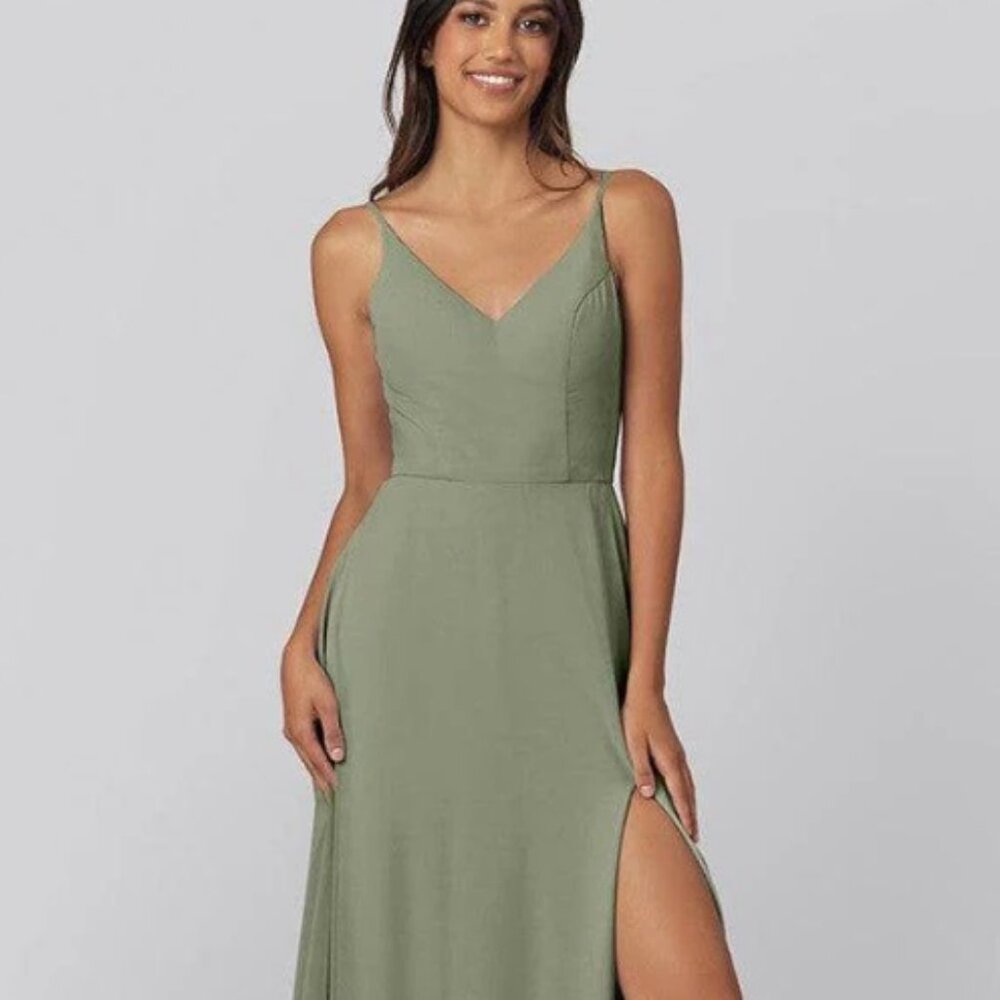 Sage green bridesmaid dress: Kennedy blue Kimmy Moss Dress Size: 6